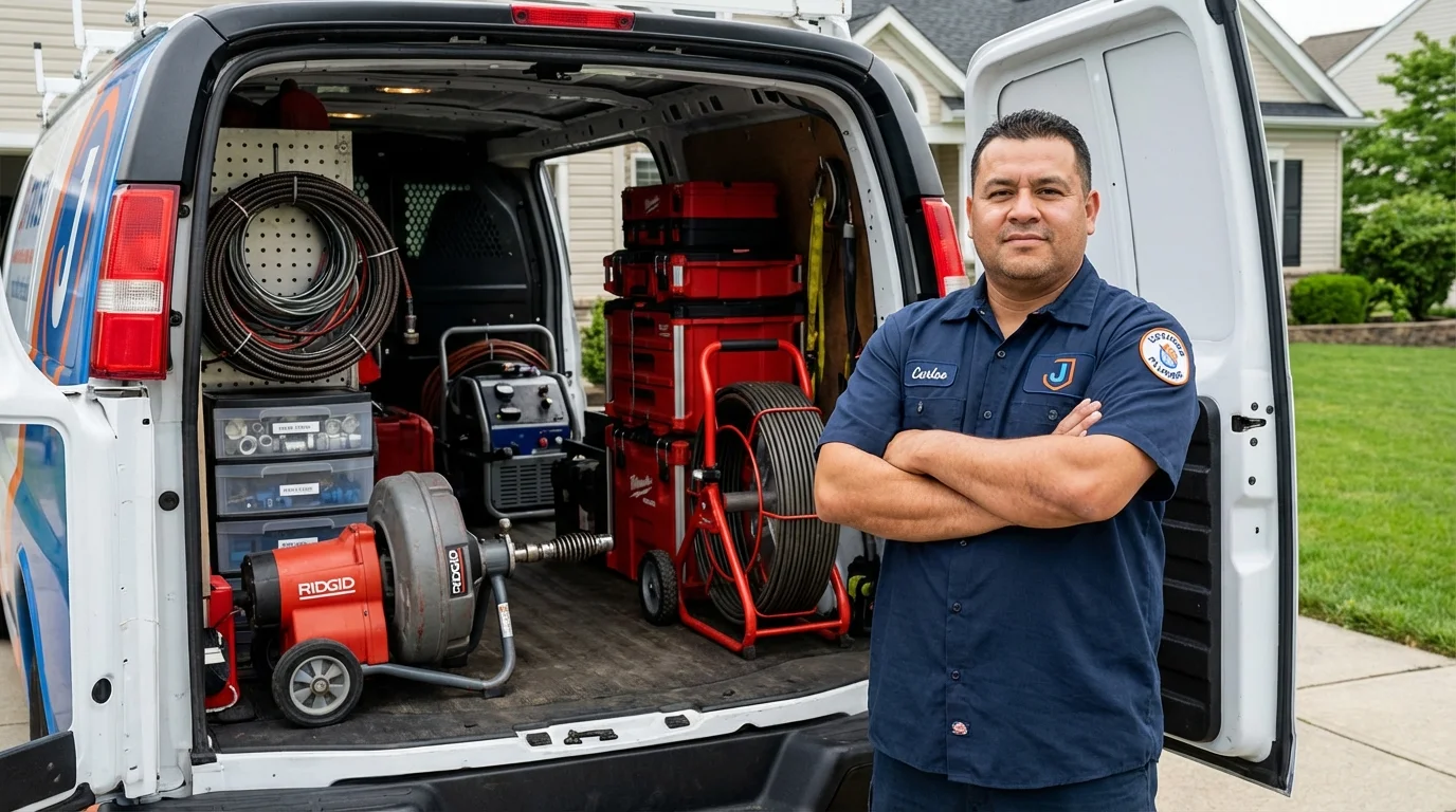 Professional drain cleaning equipment and Johns Plumbing LLC plumber in Steger