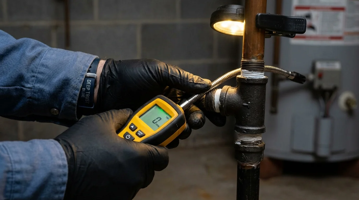 Gas leak detection with electronic sniffer by Johns Plumbing LLC in Steger