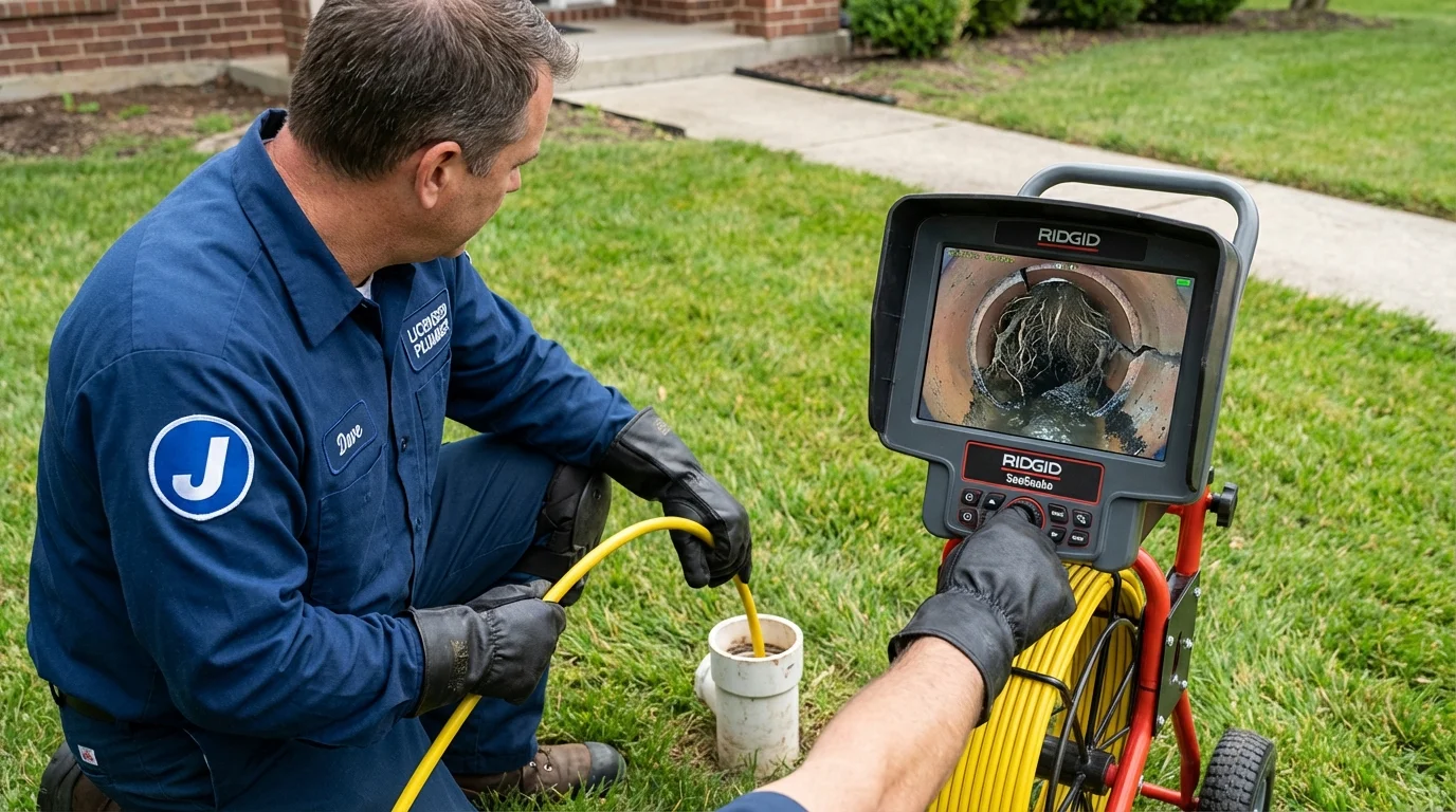 Sewer camera inspection being performed by Johns Plumbing LLC in Steger