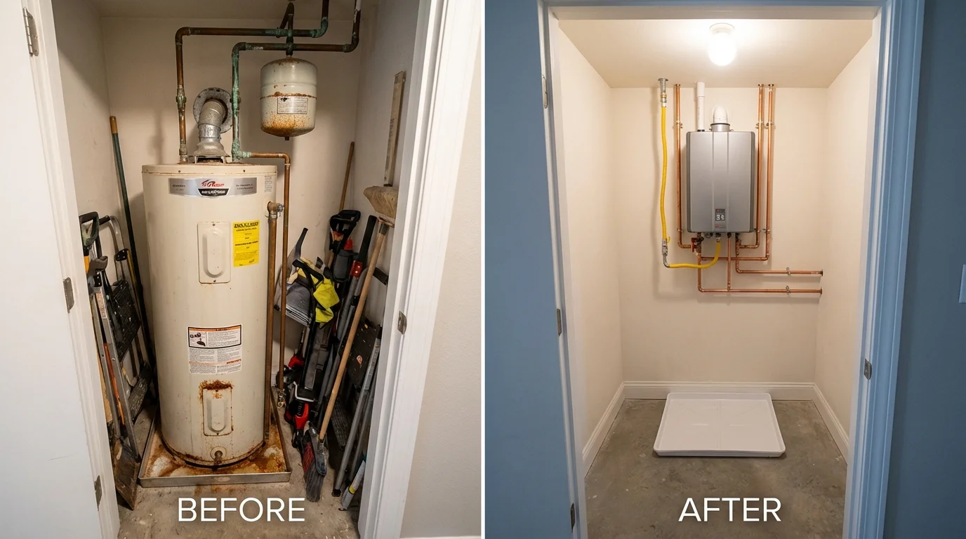 Tank water heater versus wall-mounted tankless unit comparison for Steger, IL homeowners
