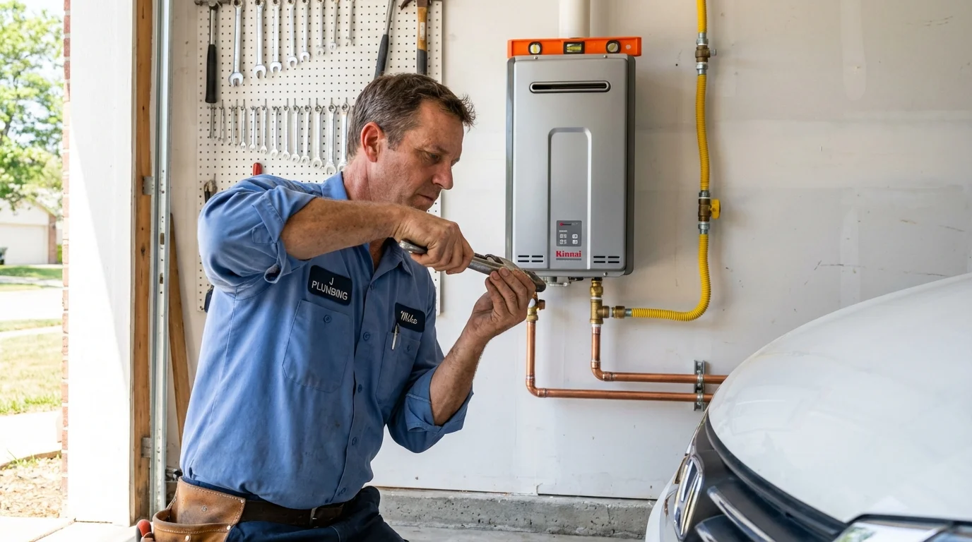 Tankless water heater installation by a Johns Plumbing LLC plumber in Steger